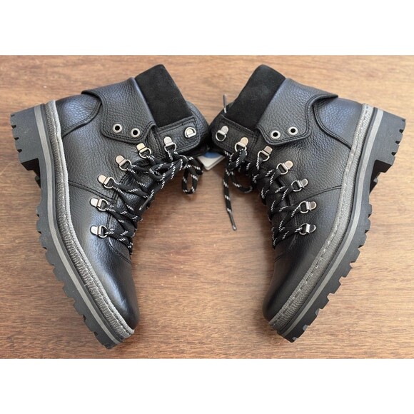 Women’s Size 8 Eric Michael Cynthia Ankle Boot Black Leather Lug Sole - Picture 4 of 9